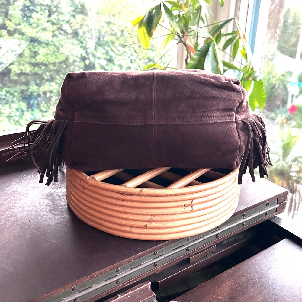 Haute Hippie Suede Fringe Bucket Bag, Dark Brown, Boho slouchy design ⭐️NWT⭐️ - Picture 9 of 13